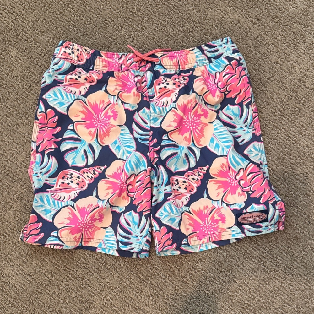 Vineyard Vines Floral Swim Trunks - Pink and Blue